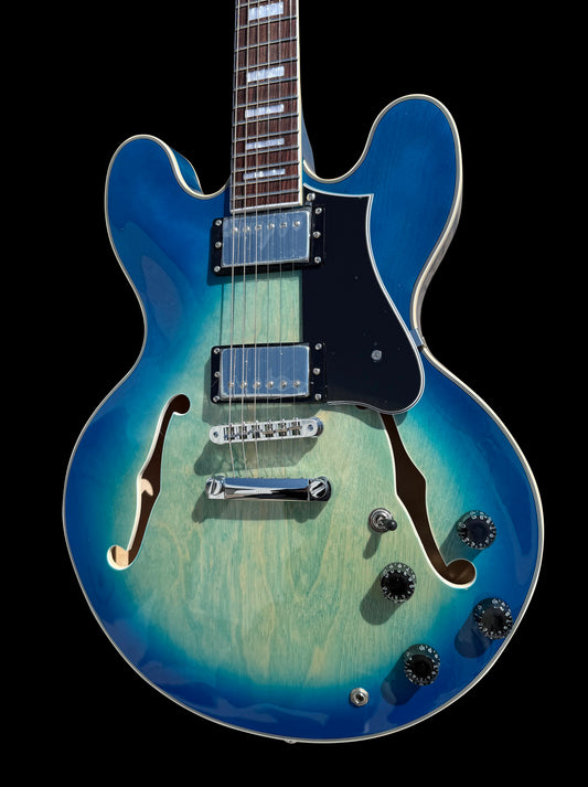 Firefly FF338PRO Full Size Semi Hollow body Electric Guitar (Transparent Blue )