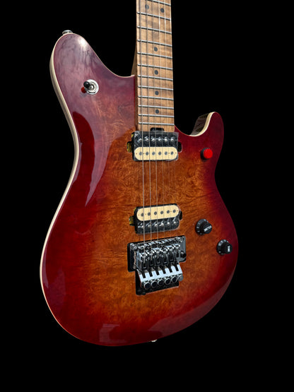 Firefly FFMN Electric guitar With Flamed Maple Top Floyd Rose Tremolo (Burl Sunburst Color)