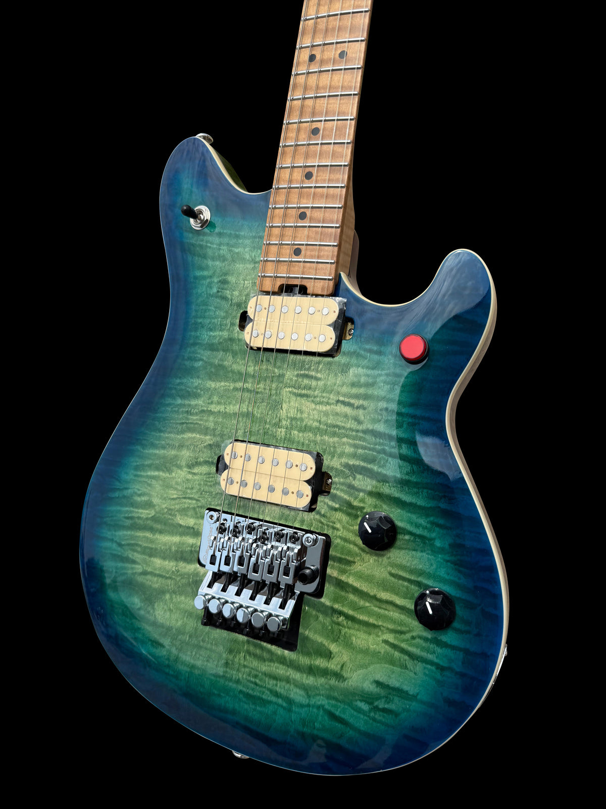 Firefly FFMN Electric guitar With Flamed Maple Top Floyd Rose Tremolo (Green Burst Color)