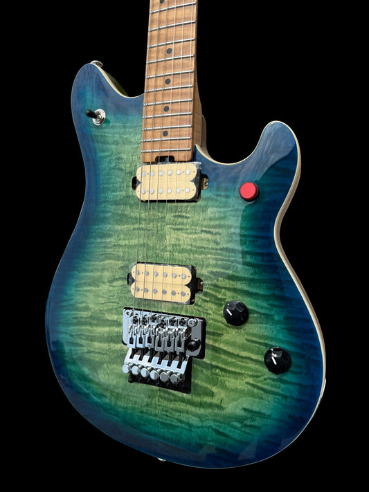 Firefly FFMN Electric guitar With Flamed Maple Top Floyd Rose Tremolo (Green Burst Color)