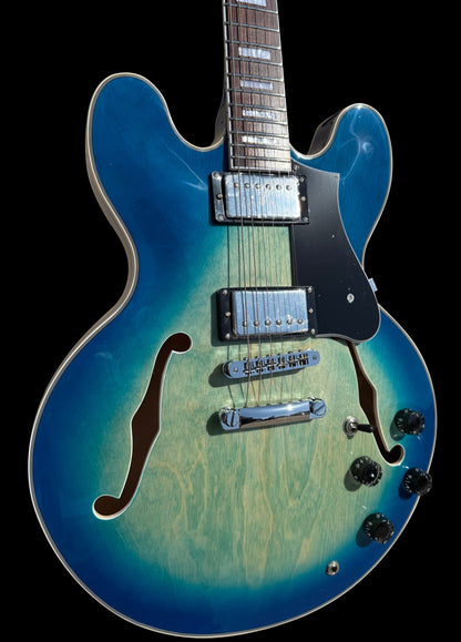 Firefly FF338PRO Full Size Semi Hollow body Electric Guitar （Transparent Blue )