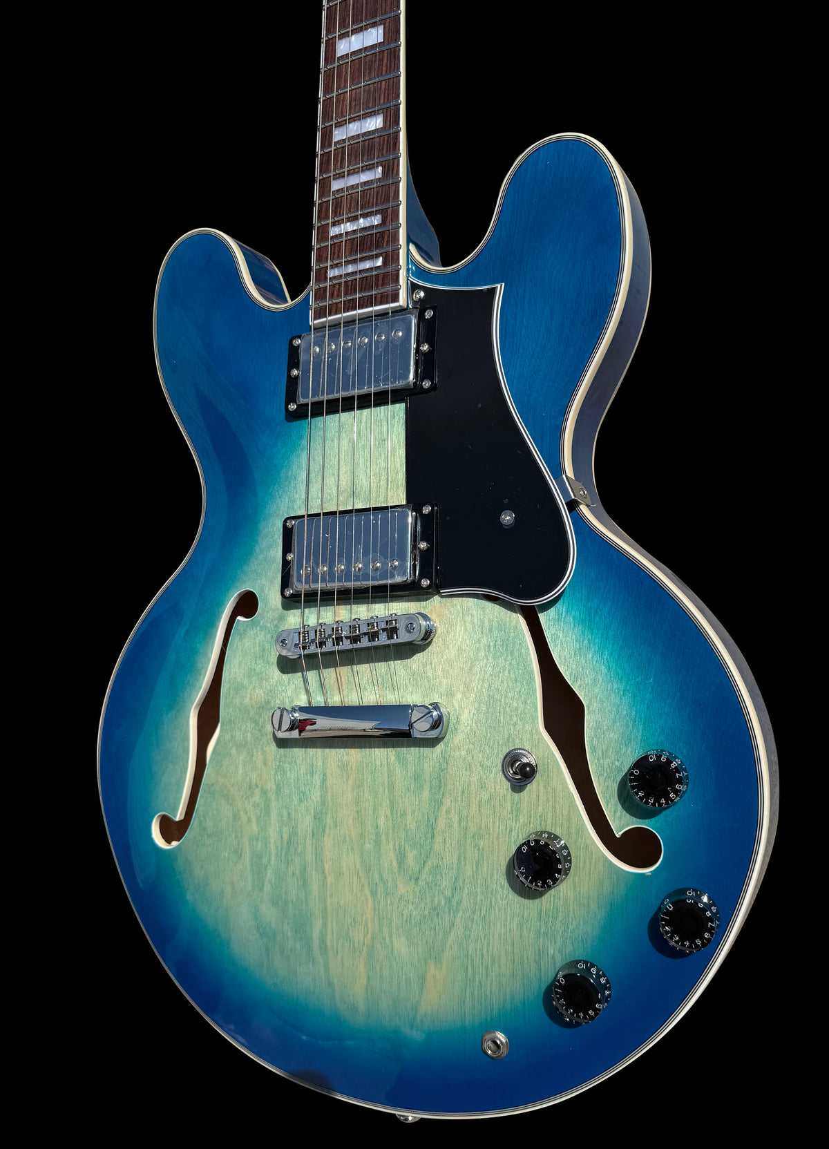 Firefly FF338PRO Full Size Semi Hollow body Electric Guitar （Transparent Blue )